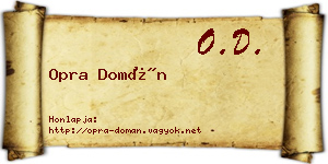 Opra Domán névjegykártya